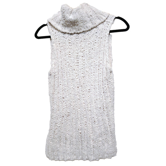 BB Dakota Tenbrook Cable Knit White Sleeveless Cowl Sweater M - Picture 1 of 12